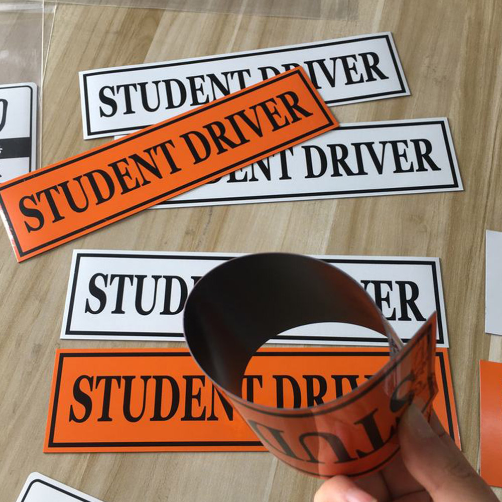 12X3 inches Reflective car door magnets,Sliver reflective film Auto sign magnets,student drive magnetic sign