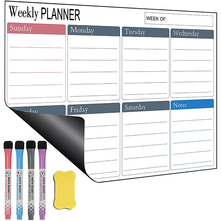 Wholesale Flexible Weekly Planner Kids Fridge Calendar Dry Erase Magnetic Whiteboard