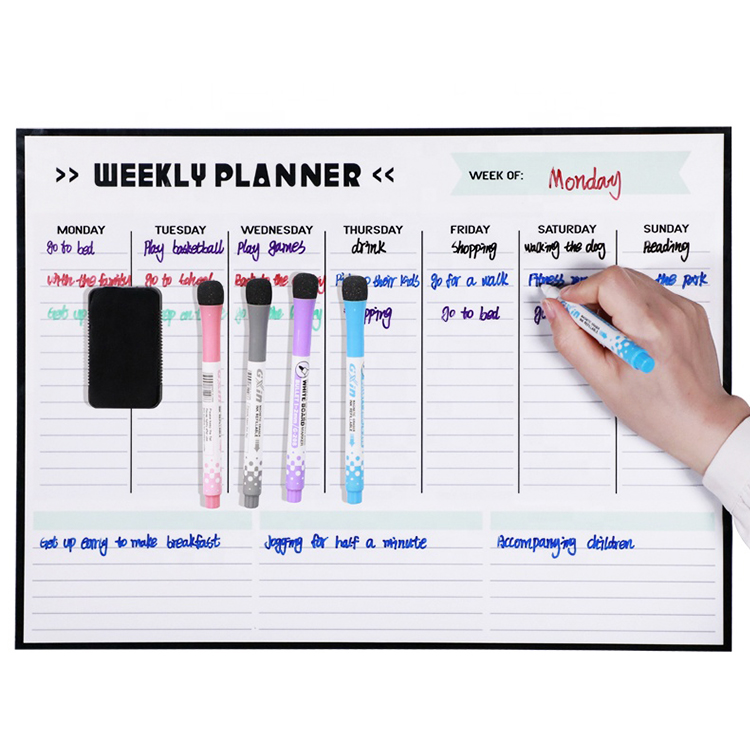 Custom Fridge Weekly Planner Magnetic Marker Ink Dry Erase Drawing Board Mini Whiteboard Calendar Kids Magnetic Whiteboard