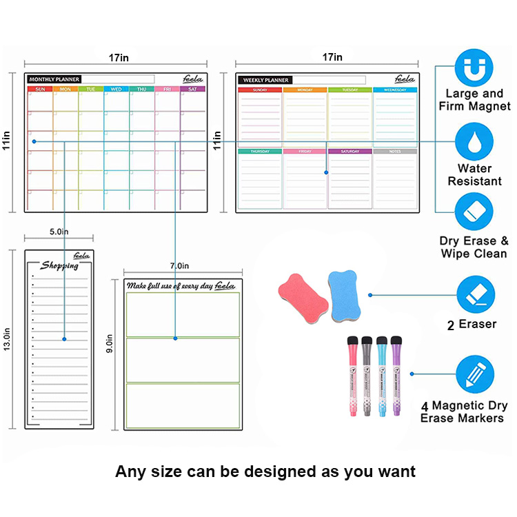 Custom Dry Erase Board Magnetic Dry Erase Whiteboard Sheet Magnetic Whiteboard Weekly Planner For Fridge