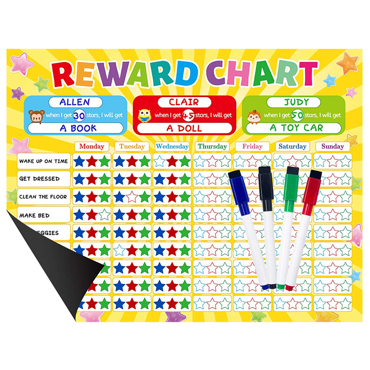 Custom Children Magnetic Weekly Planner Reward Board Responsibility Magnetic Reward Chart For Kids