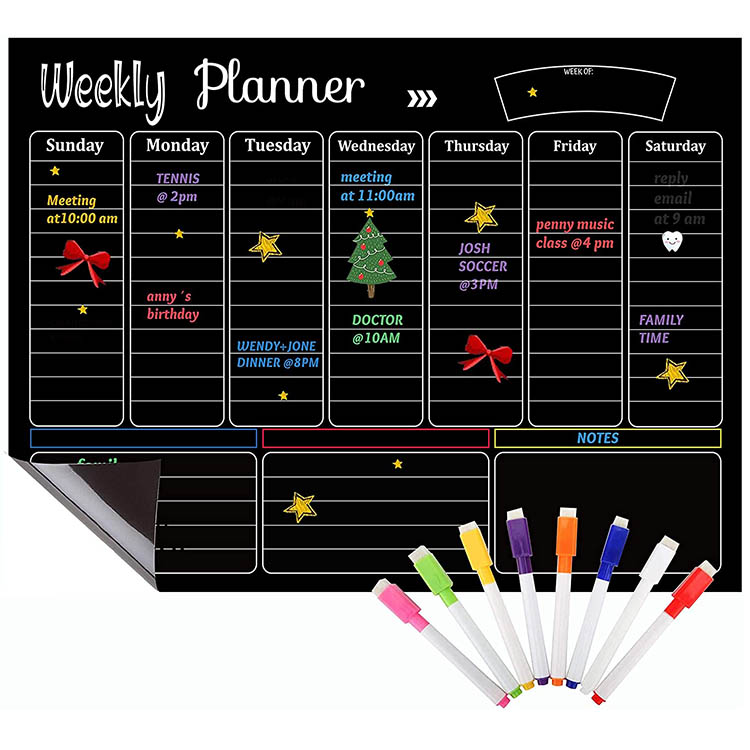 Magnetic Weekly Planner Blackboard Dry Erase Black Chalk Board Kids Magnetic Blackboard For Fridge