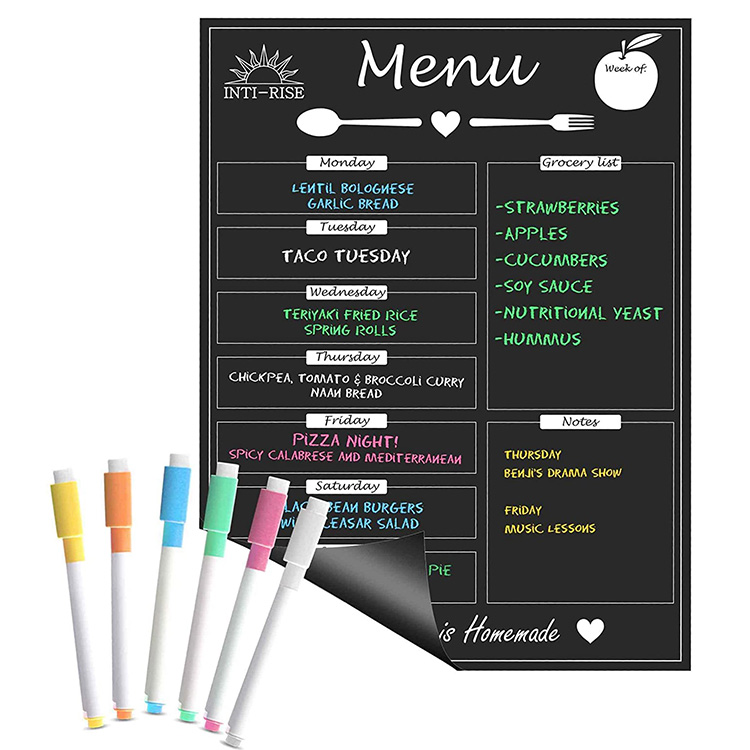 Self Adhesive Dry Erase Chalk Menu Board Magnetic Black Menu Chalk Boards For Fridge