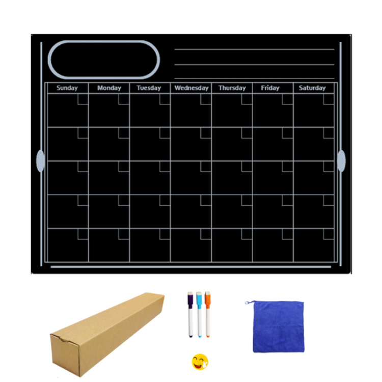Custom Stain Resistant Reusable Magnetic Dry Erase Calendar Refrigerator Fridge Whiteboard Magnetic Black Chalkboard