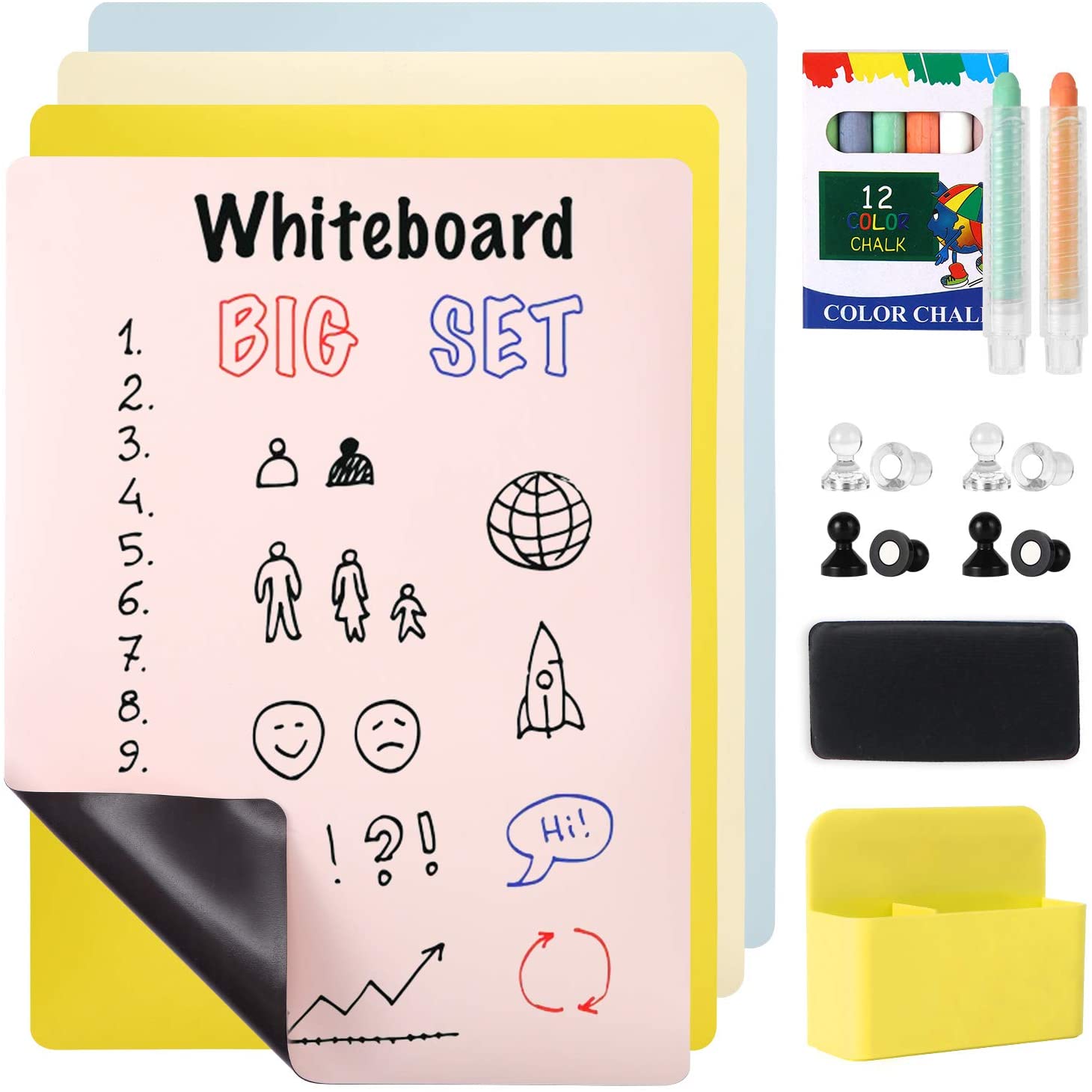 Soft Magnetic Whiteboard Sheet Dry Erase Board Mini Kids Colorful Self Adhesive Magnetic Whiteboard Fridge