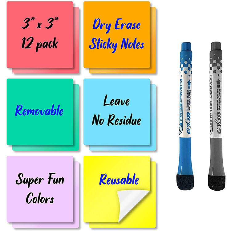 Dry Erase Self Adhesive Whiteboard Sticky Notes Custom With Magnetic Marker Pen