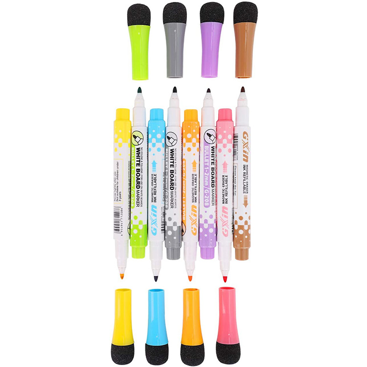 Custom Logo 8 Color Magnetic Whiteboard Marker With Magnet Eraser For Drawing